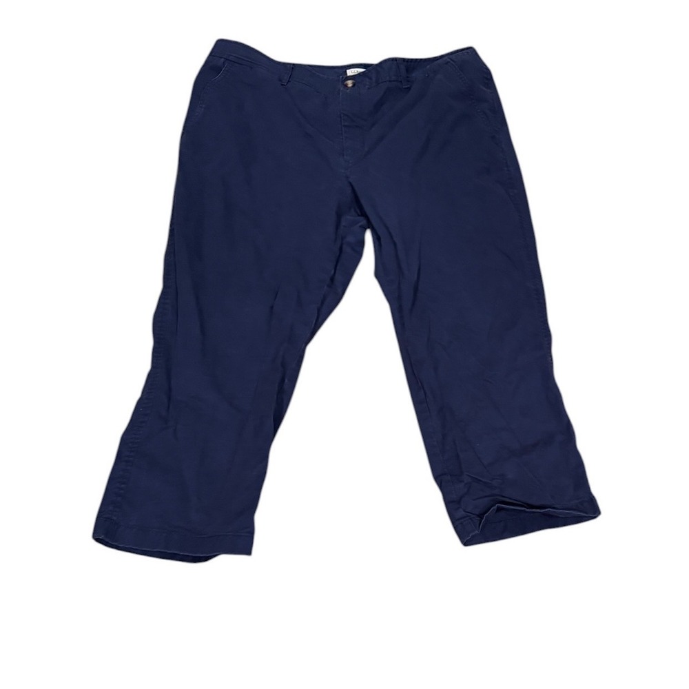 Classic Preppy LL Bean Favorite Fit Navy Blue Chino Crop Pants Womens 16 Petite